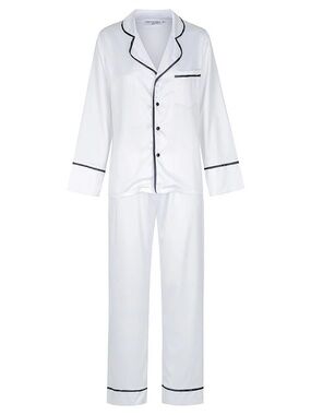 Midnight Mischief - Luxury Sleepwear SET - White and Navy - Medium